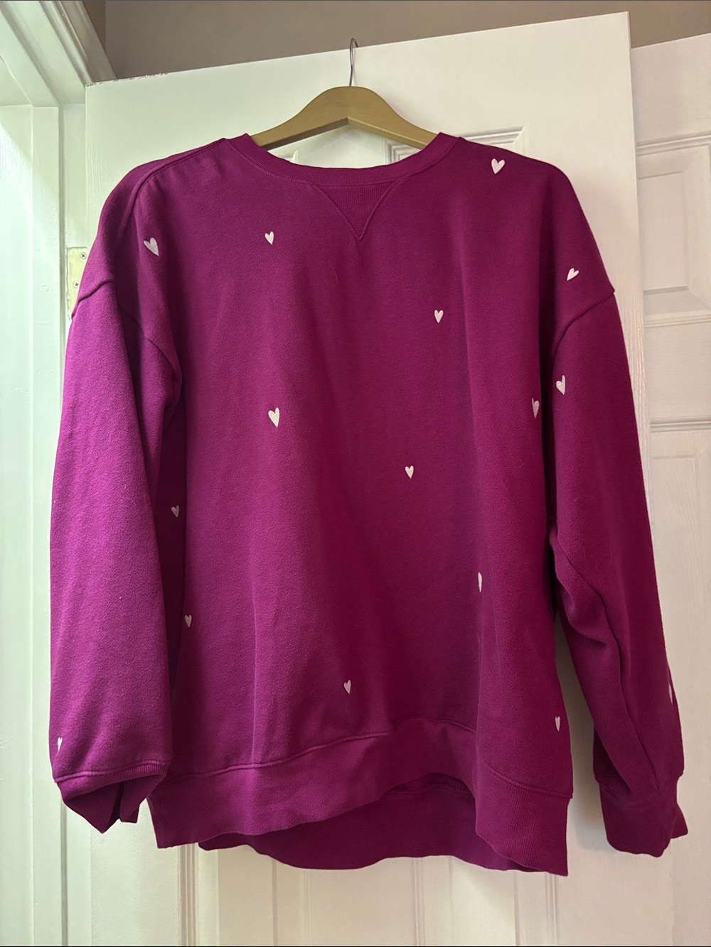 PINK Heart Print Crewneck Sweatshirt